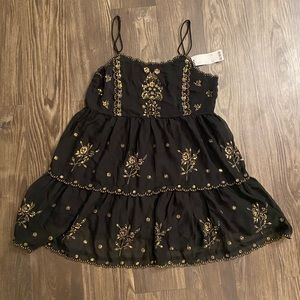 Urban Outfitters Black & Gold Beautiful Detailed Summer Dress